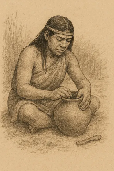 Imagen que representa la froma en que realizaban vasijas