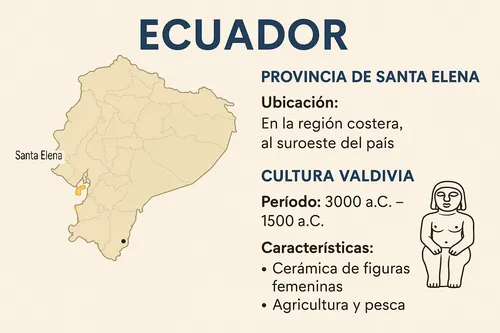 Se muestra la ubiación en Ecuador de la cultura Valdivia